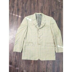 Coppley Ermenegildo Zegna Blazer Mens 42 Regular Olive Plaid Woool Button Up